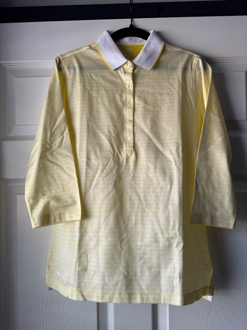 Peter Millar Polo Shirt Women’s Small Yellow Striped Cotton Golf Preppy